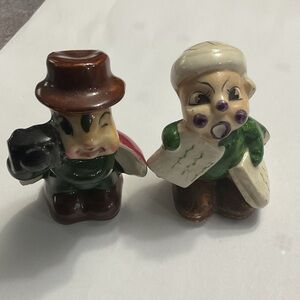 Charming Ceramic Figurine Set - Green and Brown